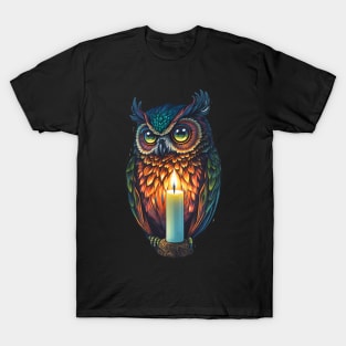 Owl Painting with a Candle T-Shirt